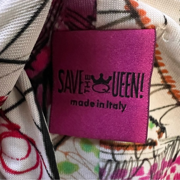 SAVE THE QUEEN Made in Italy Halter Abstract Print Multi-color Dress - Picture 2 of 10